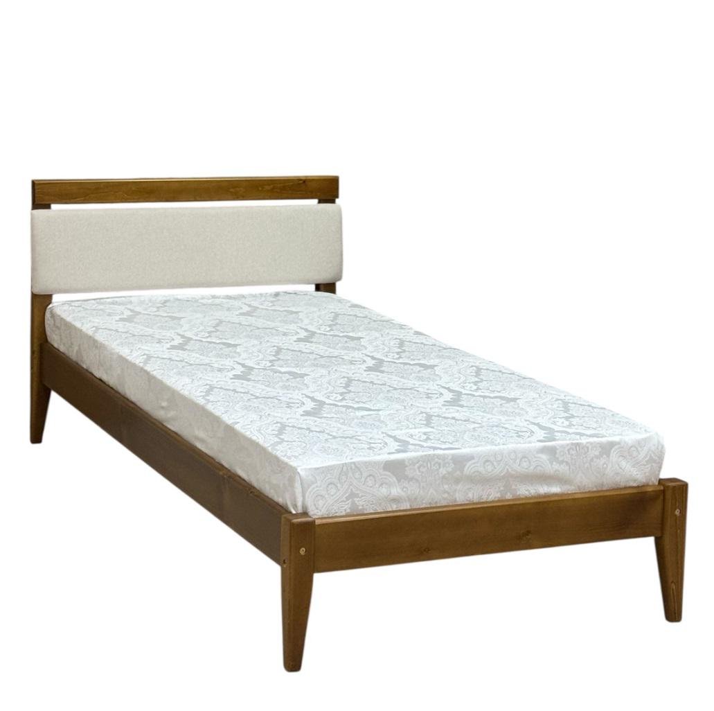 Кровать односпальная деревянная Скиф Л-157 с мягкой вставкой 100х190 см Тиковое дерево/Твист-1 (27986466)