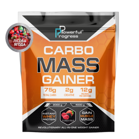 Гейнер высокоуглеводный для набора веса Powerful Progress Mass Gainer Лесные ягоды 4 кг (7786)