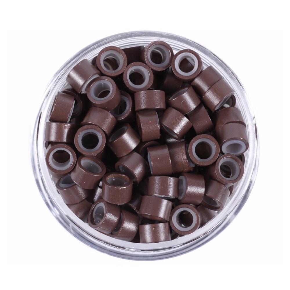 Микрокольца для холодного наращивания с силиконом 1000 шт. Коричневый (1795288843)