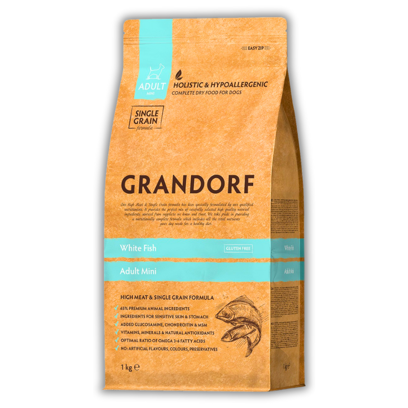 Корм сухий для собак Grandorf Біла риба для дорослих собак малих порід 1 кг (93301)