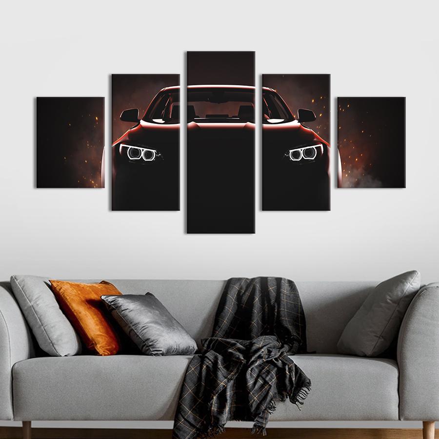 Картина на холсте Красный автомобиль в тени 112x54 см (1324-52)