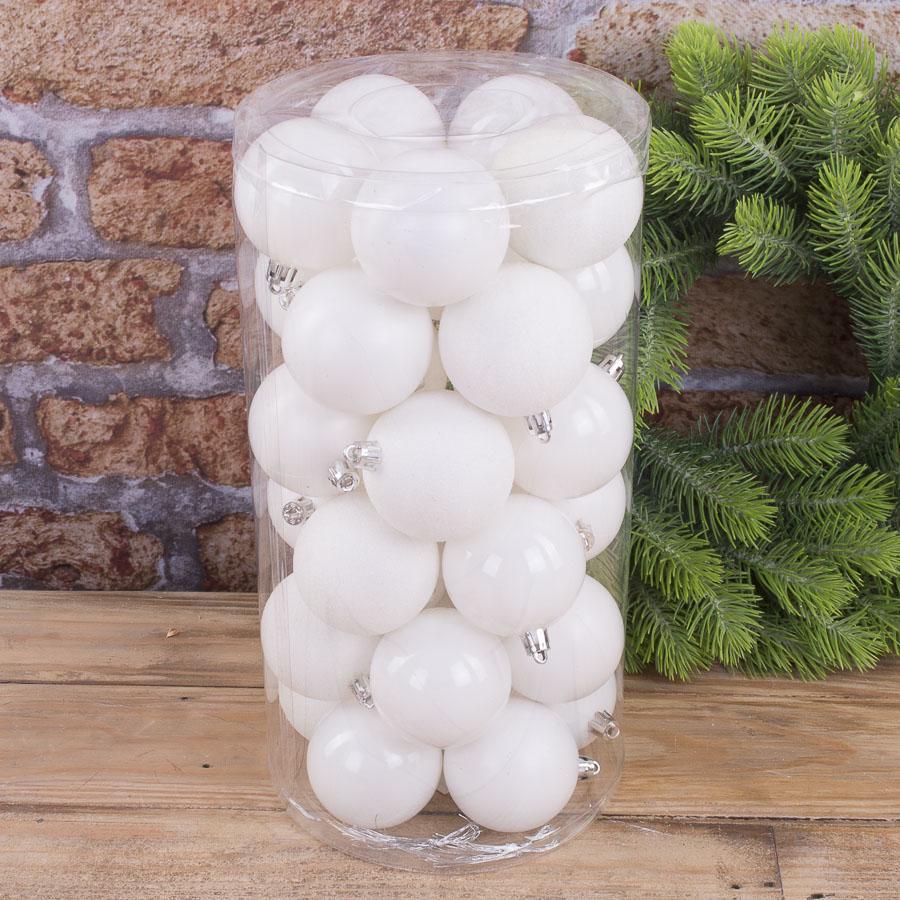 Шары елочные 6 см 30 шт. Белый (1185-14)