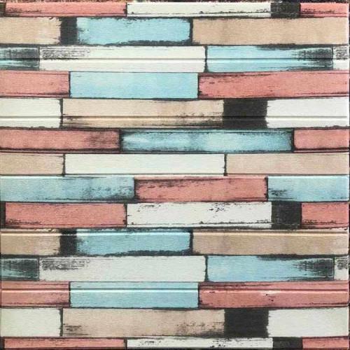 Панель самоклеющаяся 3D под бежево-голубое дерево 700x700x5 мм