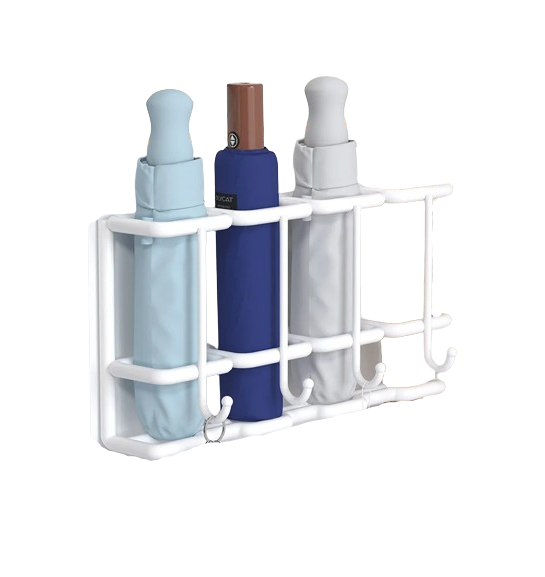 Полка с крючками настенная Stenson M50221 стальная 26х10х13.5 см Белый (28494228)