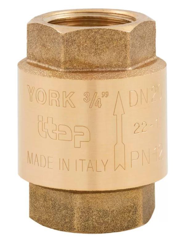 Клапан обратный латунный с внутренней резьбой G 1" F ITAP YORK Ду 25 (27615323)