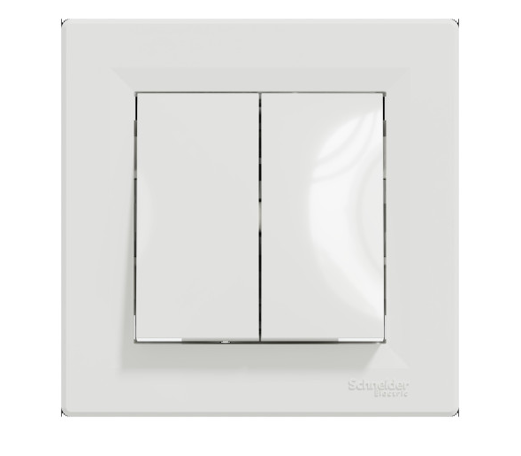 Выключатель двухклавишный проходной Asfora Schneider Electric Белый (27611492)