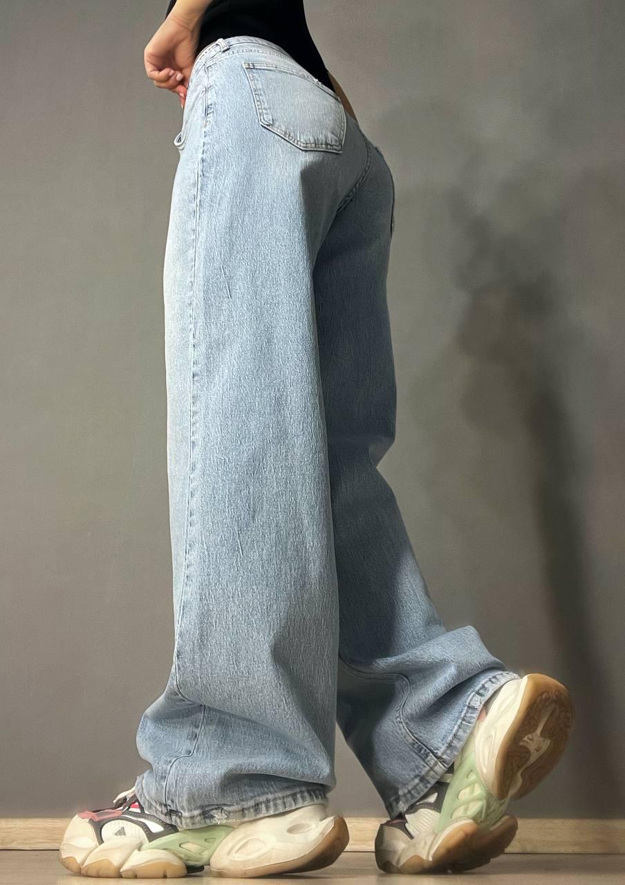 Джинсы женские I8 51896 BAGGY jeans резинка надпись широкие от бедра палаццо р. 30 Голубой (1775) - фото 3 Джинсы женские I8 51896 BAGGY jeans резинка надпись широкие от бедра палаццо р. 30 Голубой (1775) - фото 3