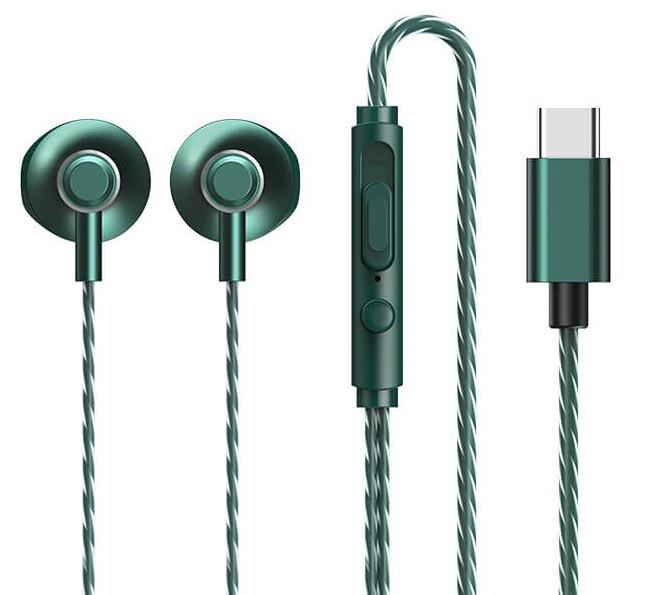 Наушники REMAX TYPE-C Wired Earphone for Music & Call RM-711a 1.2м green - фото 1