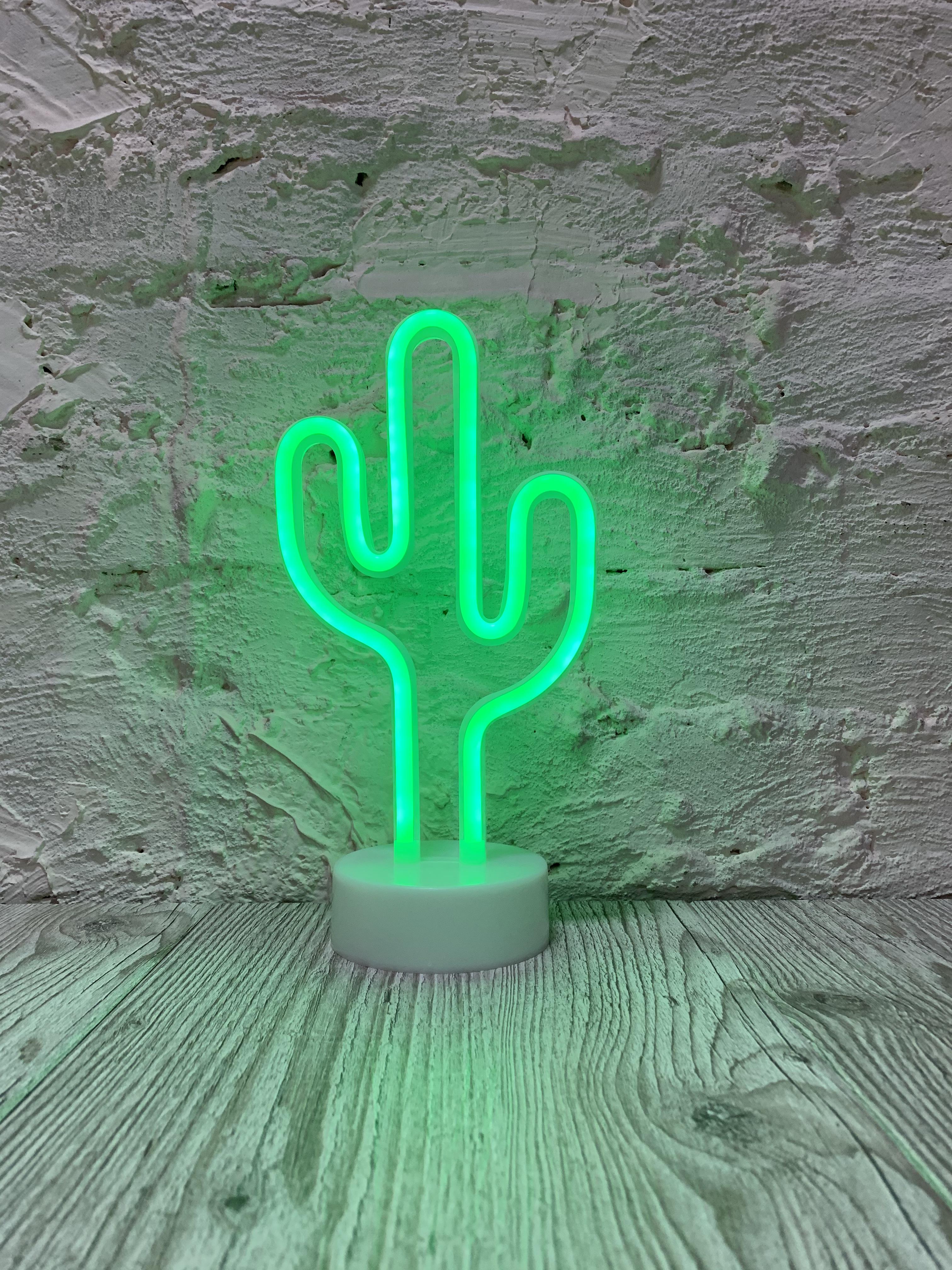 Неоновий нічник Neon Decoration Lamp Кактус настільний Зелений