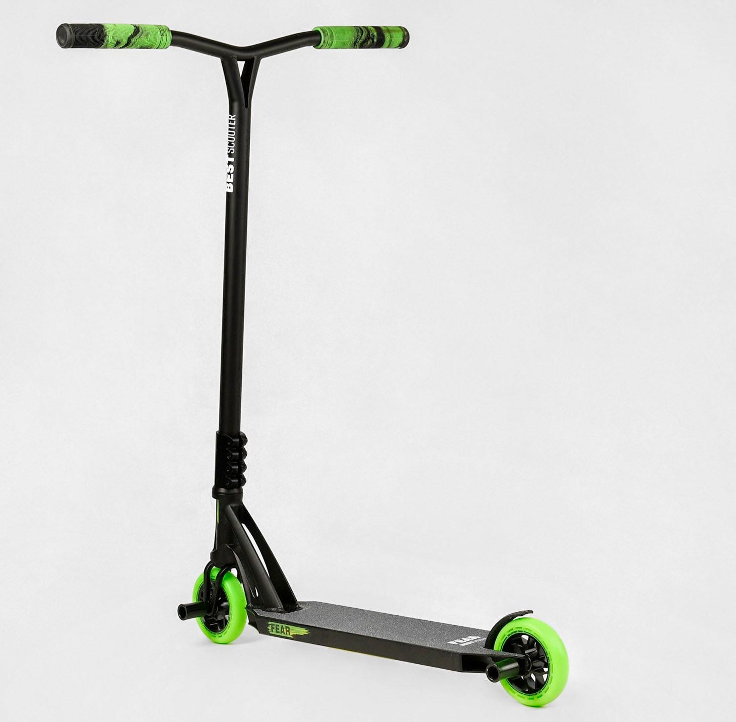 Самокат трюковый Best Scooter МТ-60611 FEAR Черный с зеленым Самокат трюковый Best Scooter МТ-60611 FEAR Черный с зеленым