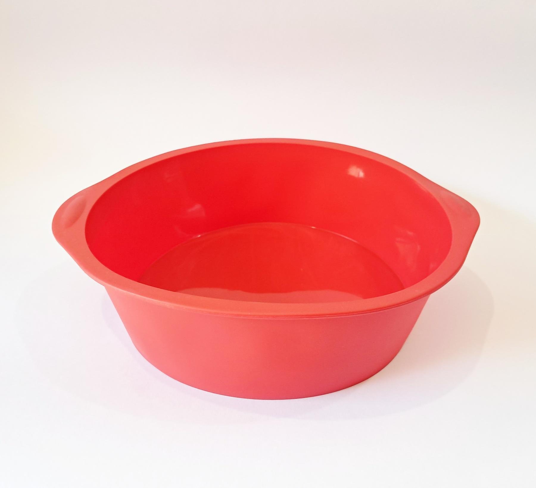 Силиконовая форма для пирогов и тортов круглая с ручками 20 см Красный (SAM-04281) - фото 3