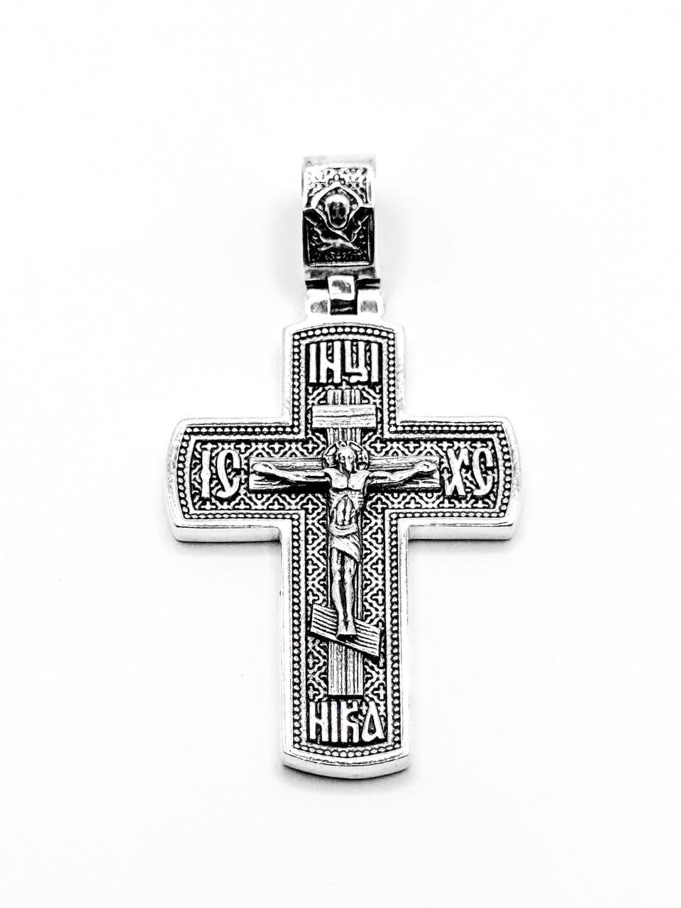 Крестик мужской серебряный распятием Иисуса Христа (КДУ- 19)