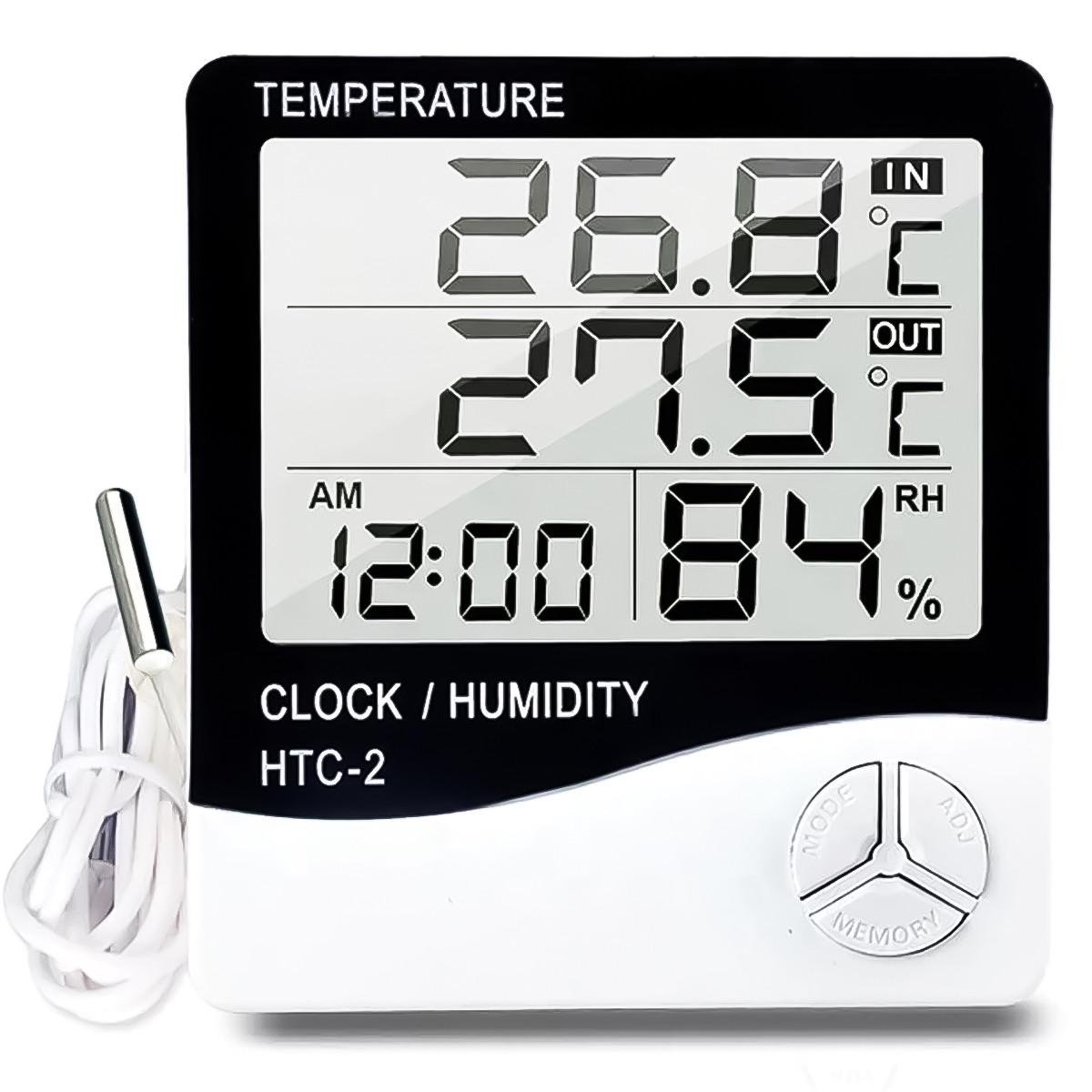 Термометр-гигрометр электронный цифровой с выносным датчиком и часами Uchef HTC-2 (2691616282) - фото 3 Термометр-гигрометр электронный цифровой с выносным датчиком и часами Uchef HTC-2 (2691616282) - фото 3