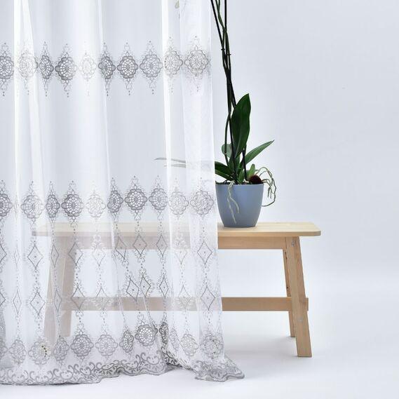 Тюль батист IDEIA Голубина V-GRI c вышивкой 2,9 м Молочный (2200004263076)