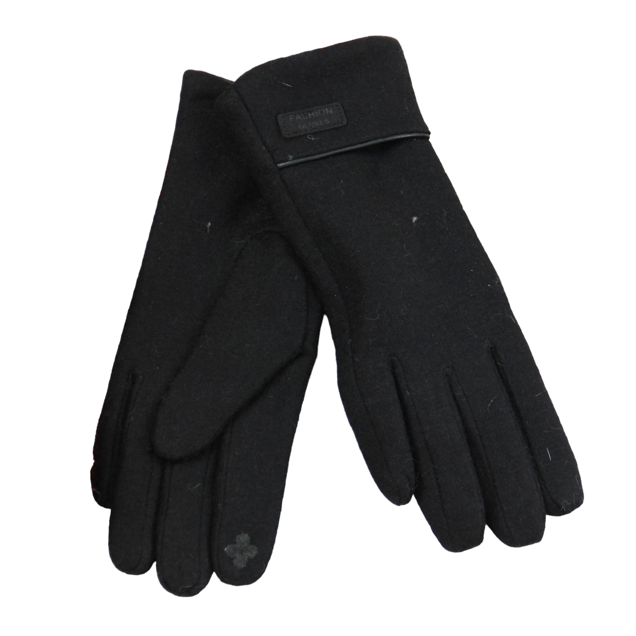 Перчатки женские сенсорные из кашемира на меху с подворотом и нашивкой S-M (33957)