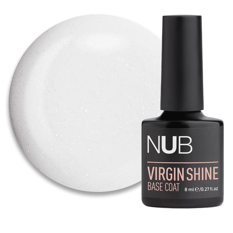 База камуфлююча каучукова для гель-лаку NUB Virgin Shine Base Coat 8 мл 01 Milk Молочний з шиммером (90043203)