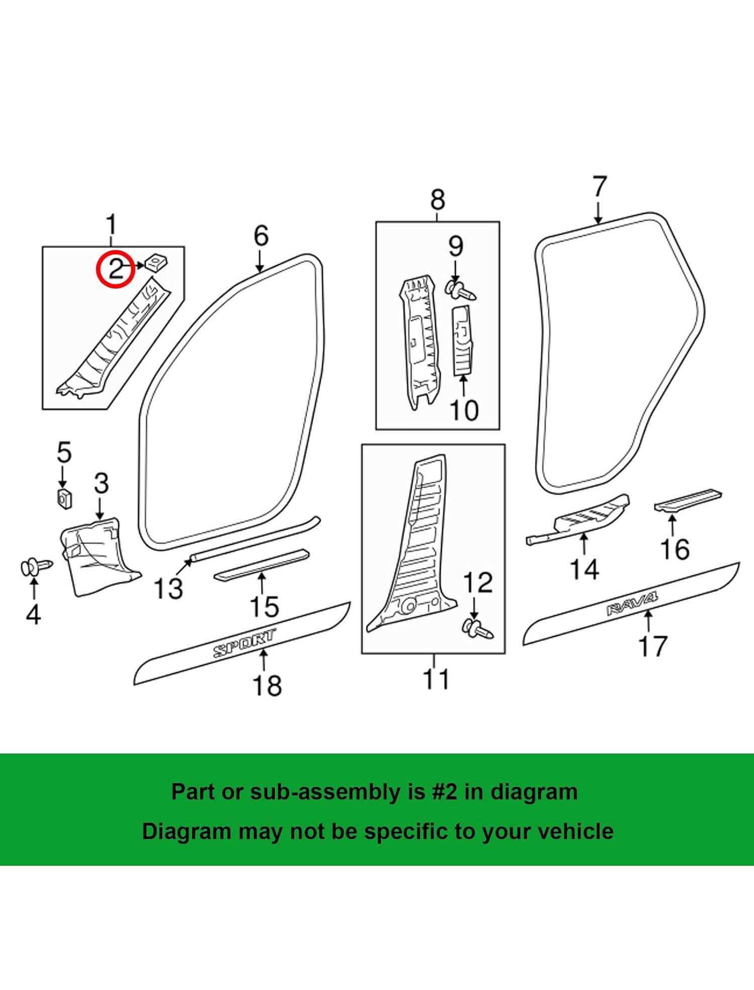 Зажим панели обработки передней стойки для Toyot Amazon x003fiaf23 one size Черный - фото 2