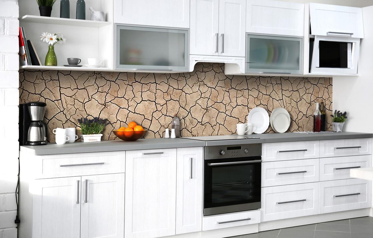 Кухонный фартук Сухая глина/Трещины 3Д виниловый самоклеющийся 600х2500 мм Бежевый Кухонный фартук Сухая глина/Трещины 3Д виниловый самоклеющийся 600х2500 мм Бежевый