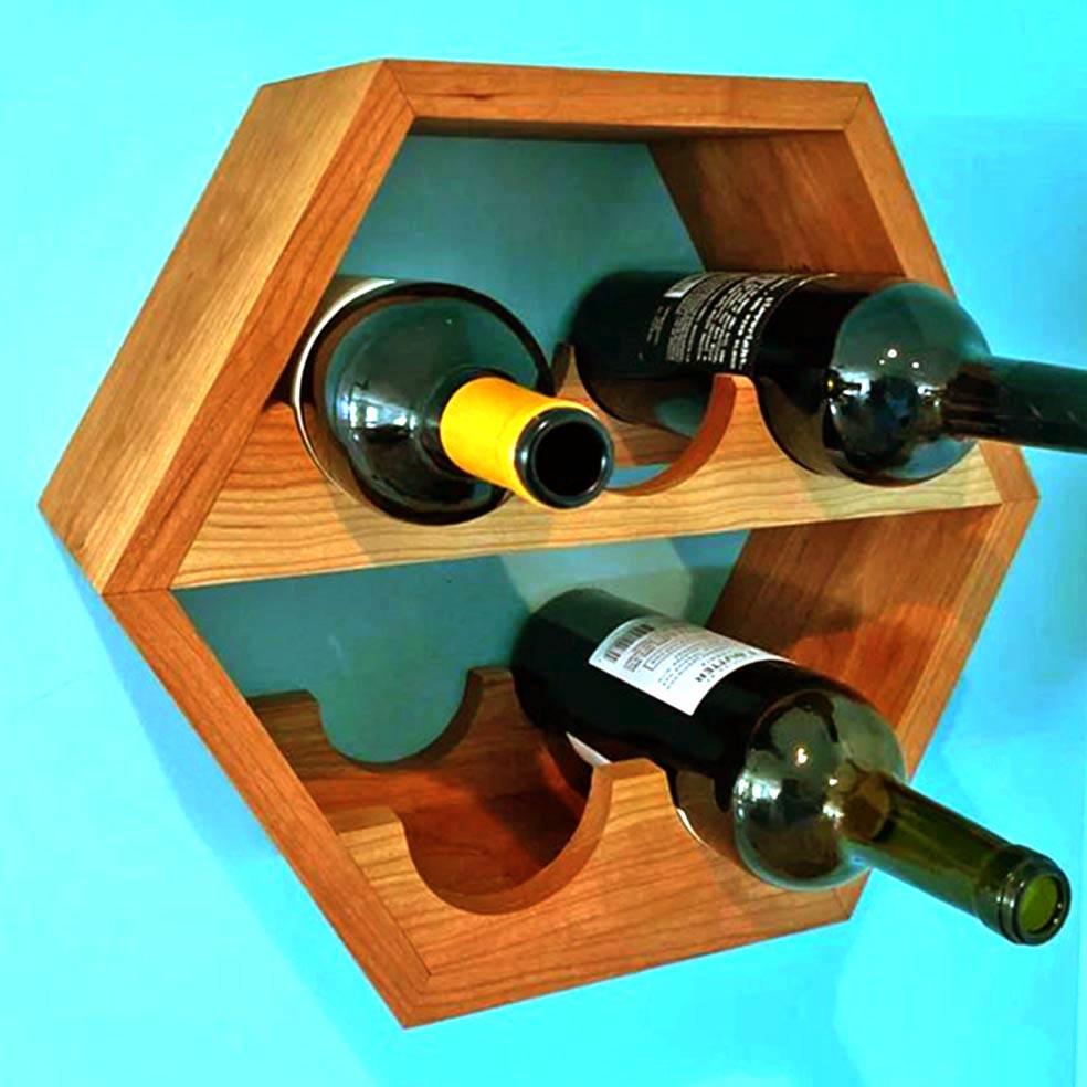 Полка для вина настенная из дерева Куруме Охра (ПНК-007004)