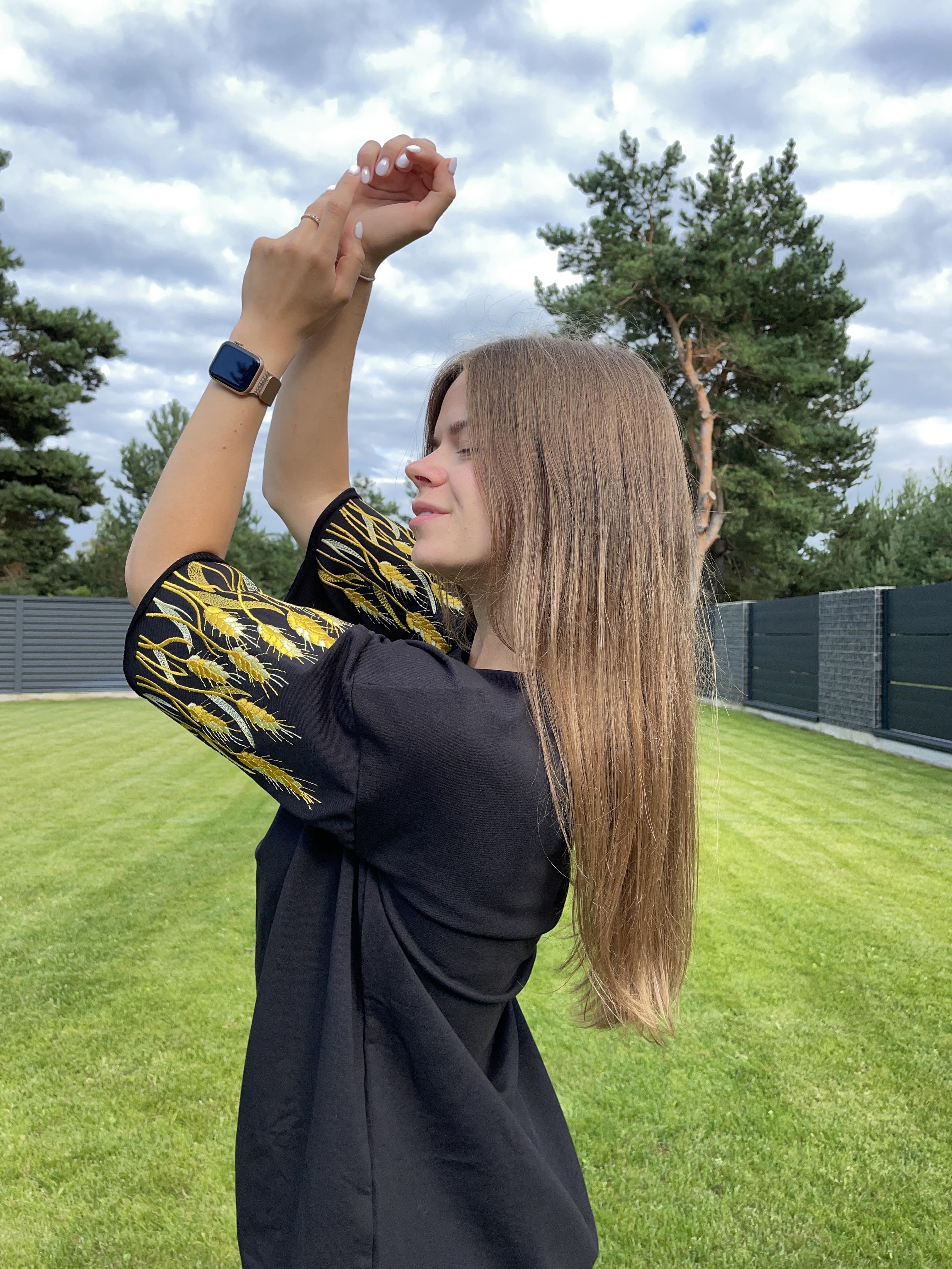 Вышиванка женская Koala fashion колоски M Черный