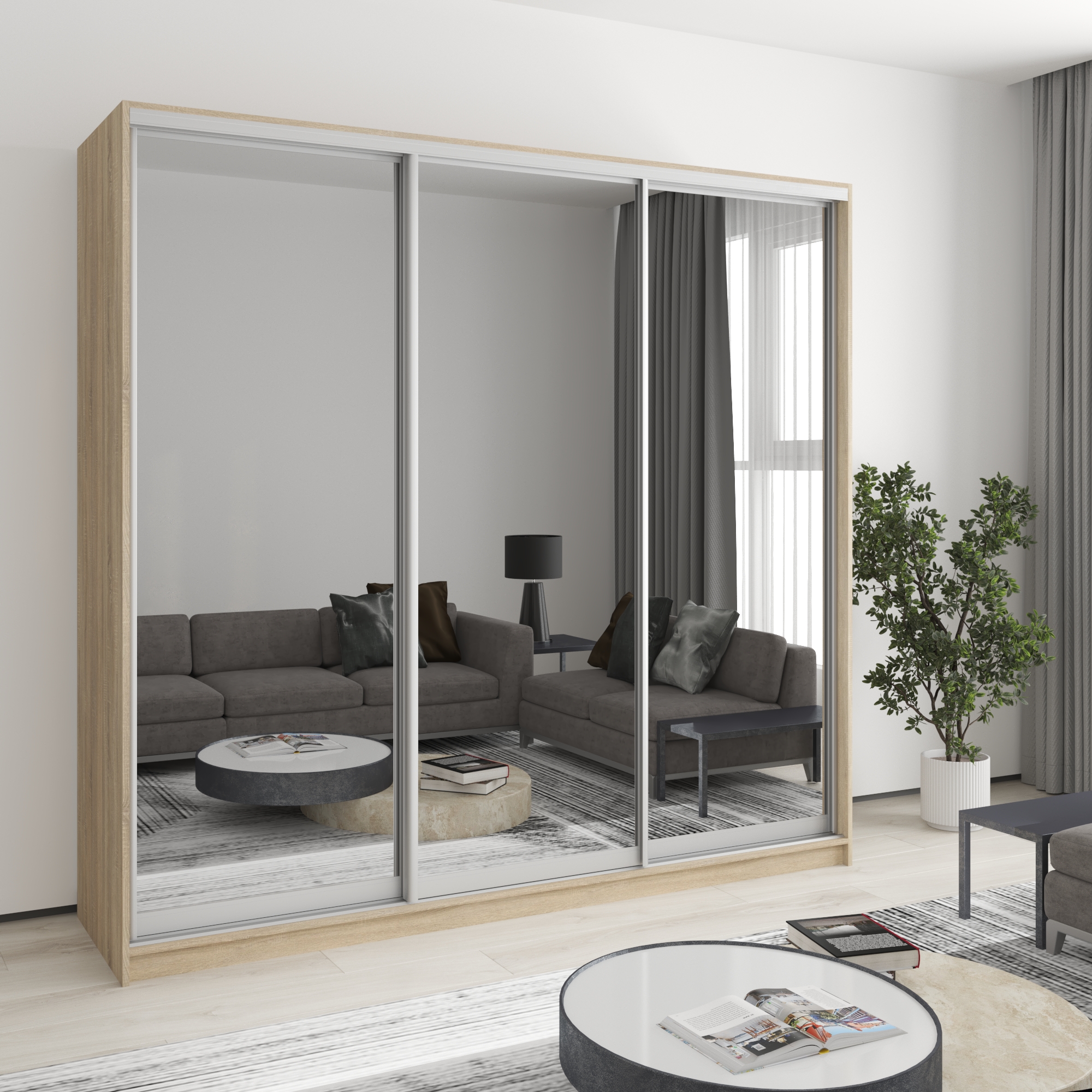 Шкаф-купе трехдверный Mebel Star Комбо AL MBS-3258 220х45х210 см Дуб сонома (1004428) Шкаф-купе трехдверный Mebel Star Комбо AL MBS-3258 220х45х210 см Дуб сонома (1004428)