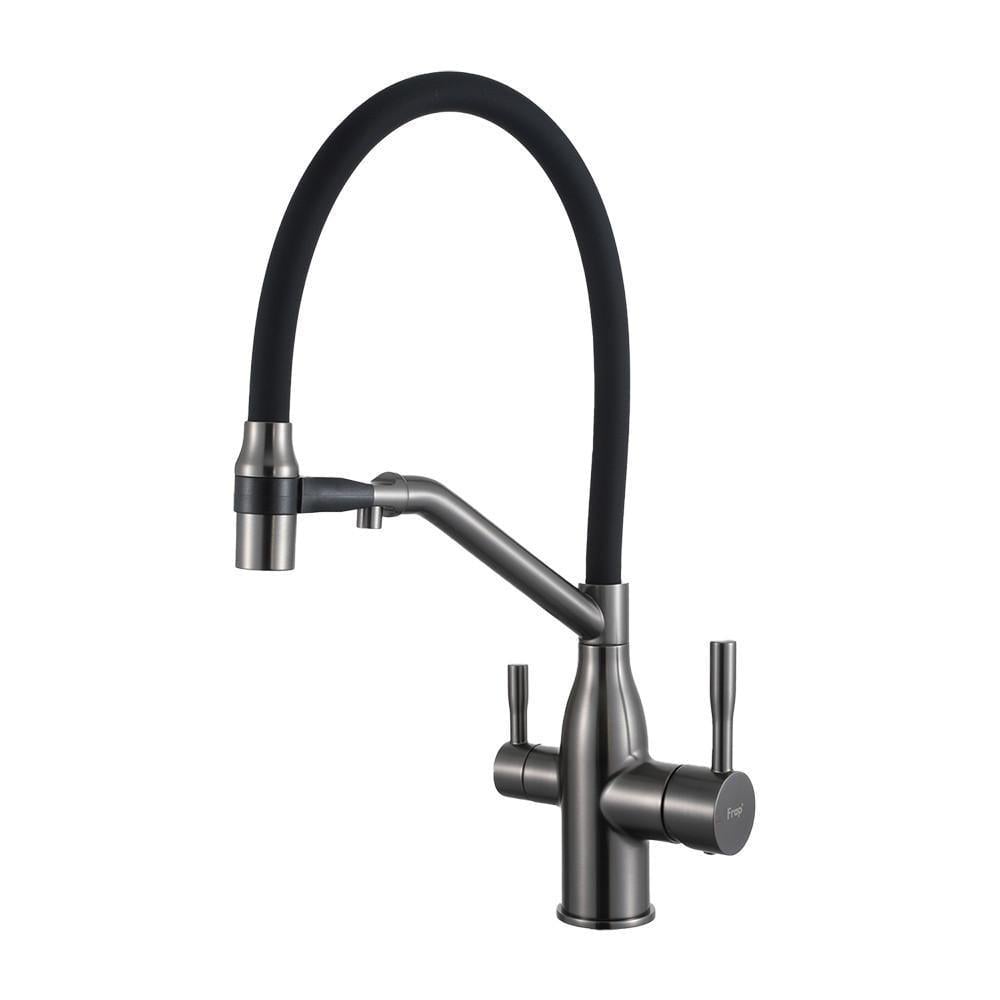Змішувач для кухні під фільтр Frap F4397-9 з гнучким виливом Збройова сталь (2021409156)