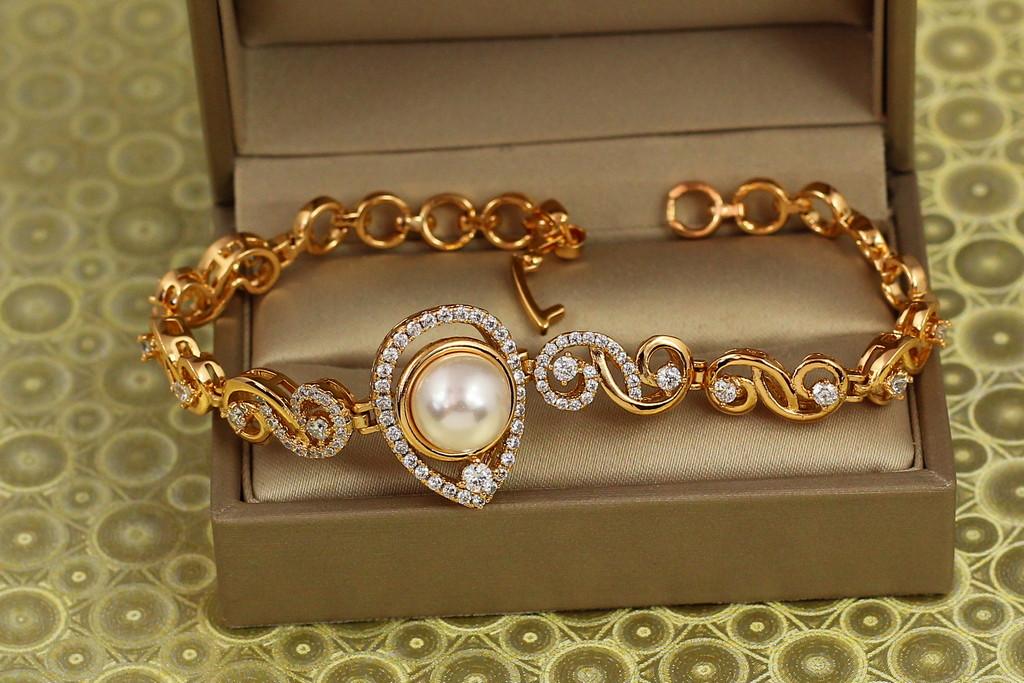 Браслет Xuping Jewelry Сентимент с жемчужиной 19 см 8 мм Золотистый (2389916440)