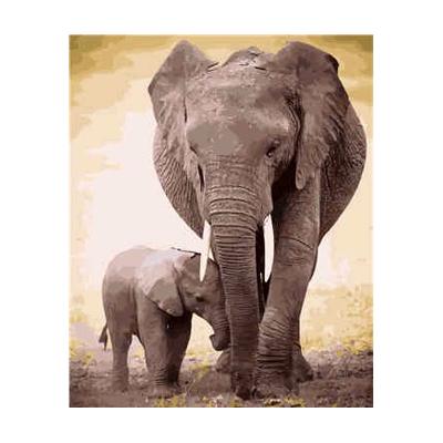 Картина по номерам Strateg Животные Слон и слоненок 40х50 см в термопакете (VA-2118-mt)