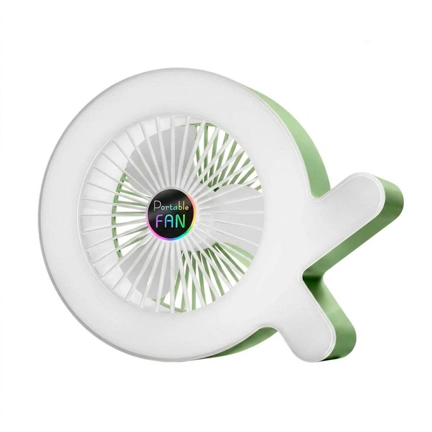Вентилятор мини настольный S37 с RGB-подсветкой от аккумулятора Белый (GR-06214) Вентилятор мини настольный S37 с RGB-подсветкой от аккумулятора Белый (GR-06214)