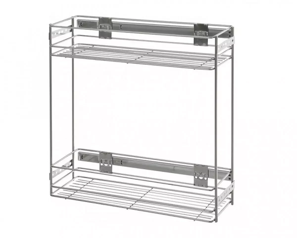 Карго 2 полки с боковым креплением 200 мм с направляющей Хром (004763)