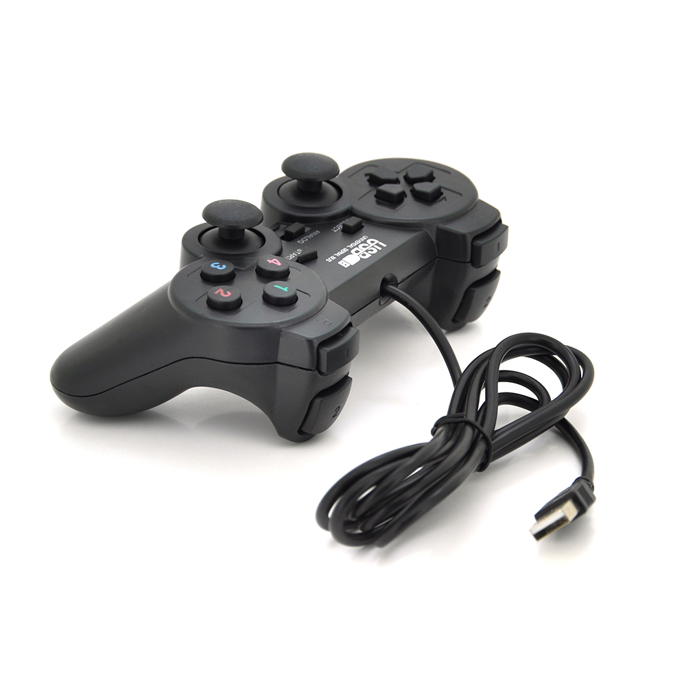 Геймпад дротовий для ПК USB-208 з вібрацією та аналоговими кнопками Чорний (26225071)