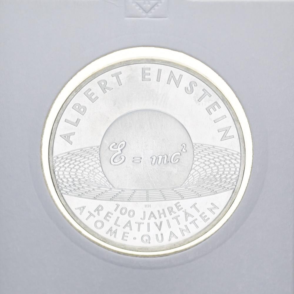 Коллекционная монета Германия 10 евро 2005 Альберт Эйнштейн Серебро UNC (М10894)
