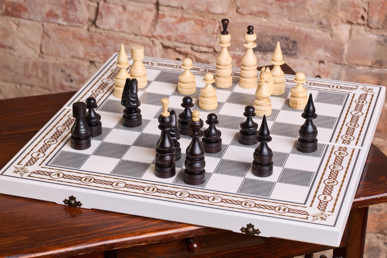 Нарди Carloteka дерев'яні 3в1 дошка шахи/нарди/шашки Білий (2373721154)