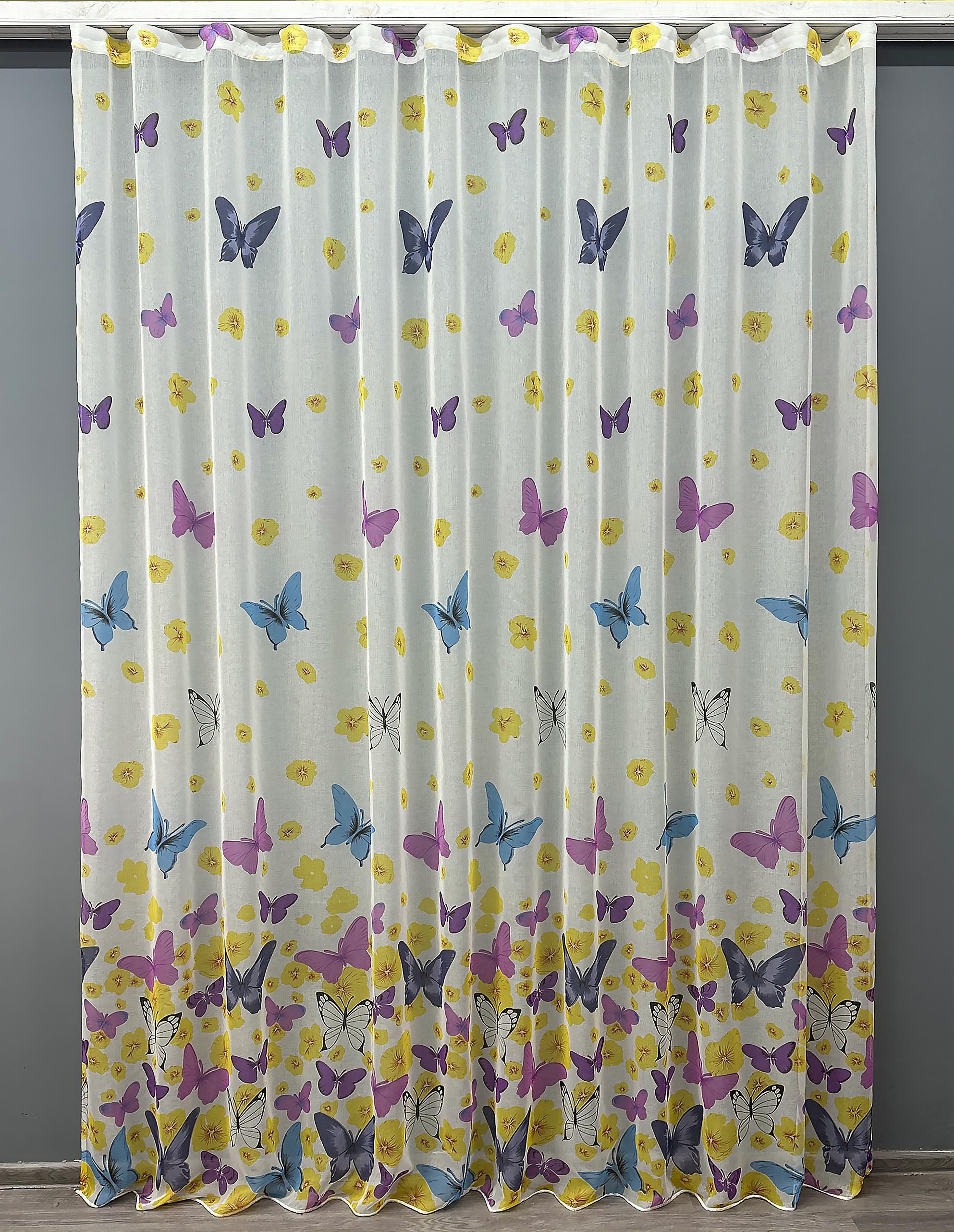 Тюль VR-Textil 1459т Бабочки Батист 300х270 см Разноцветный (42-0325)