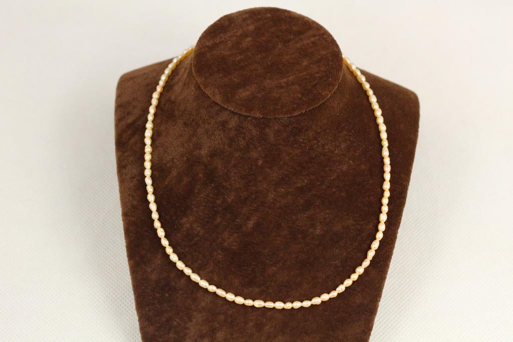 Ожерелье натуральные жемчужины рис 40 см 3 мм Серебристый (31320449)