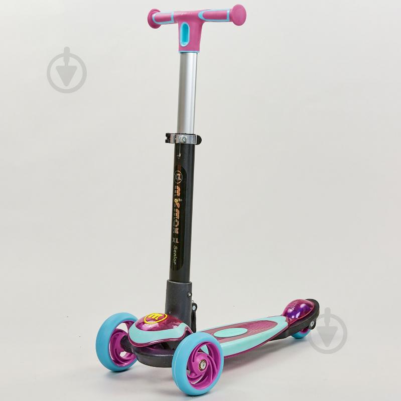 Самокат с наклоном руля planeta-sport MICMAX MG-09D Голубой с фиолетовым