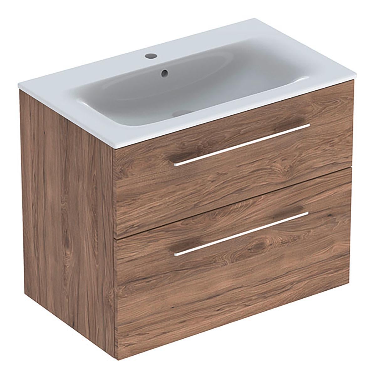 Тумба с умывальником подвесная Geberit SELNOVA SQUARE 501,242,00,1 80x65,2x50,2 см Коричневый (96965)