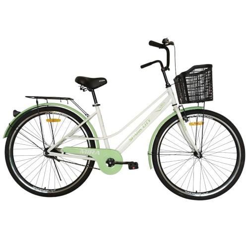 Велосипед Spark CITY MIRA колеса 28" стальная рама 18" с корзиной Белый с зеленым (000240027)