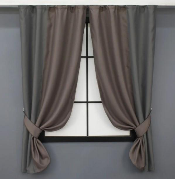 Штори блекаут 0,95х1,7 м 2 шт. Графітовий/Бурий (032дк) Штори блекаут 0,95х1,7 м 2 шт. Графітовий/Бурий (032дк)