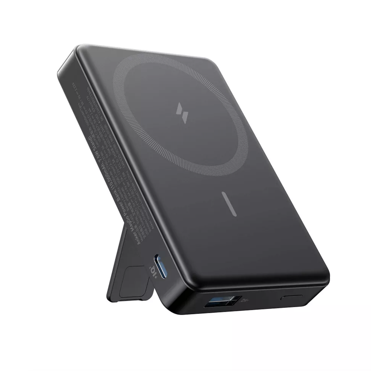 Повербанк магнитный беспроводной Anker Magsafe A1652 10000 mAh с подставкой Black