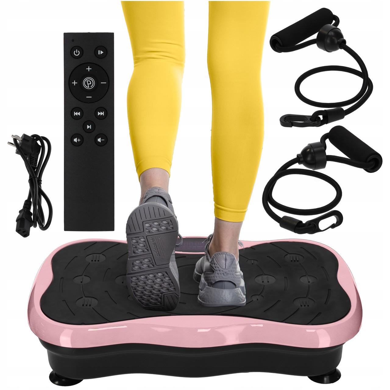 Віброплатформа для тренувань 4FIZJO Ultra+ з пультом та еспандерами Black/Pink (P-5905973402880) - фото 7