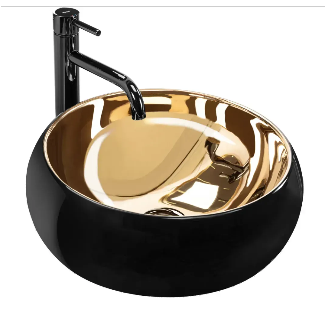 Умывальник накладной Rea Luna круглый Ø 400 мм Черный (RM-REA-U3306)