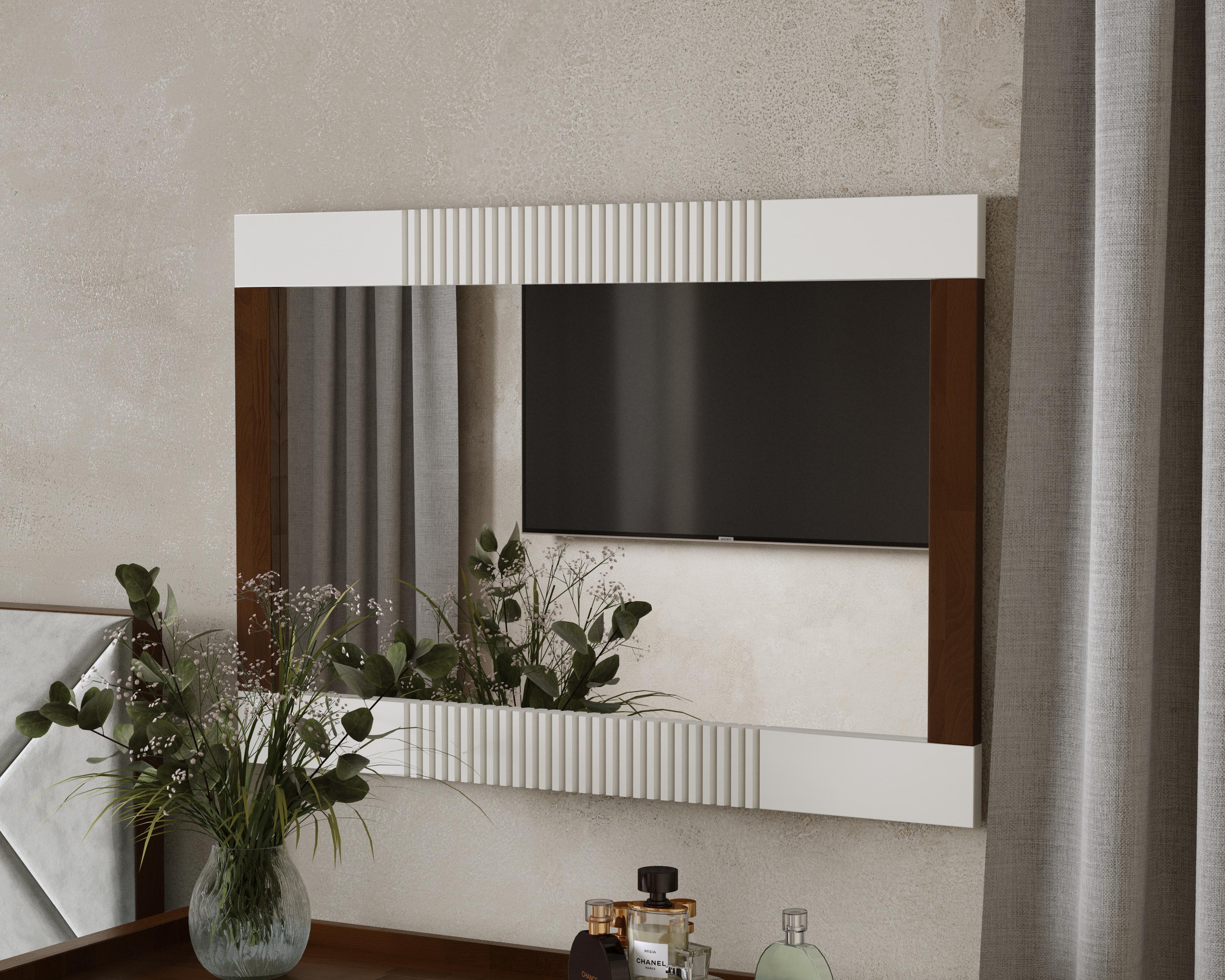 Зеркало настенное Arbor Drev Модерн натуральное дерево бук Орех темный/Белый