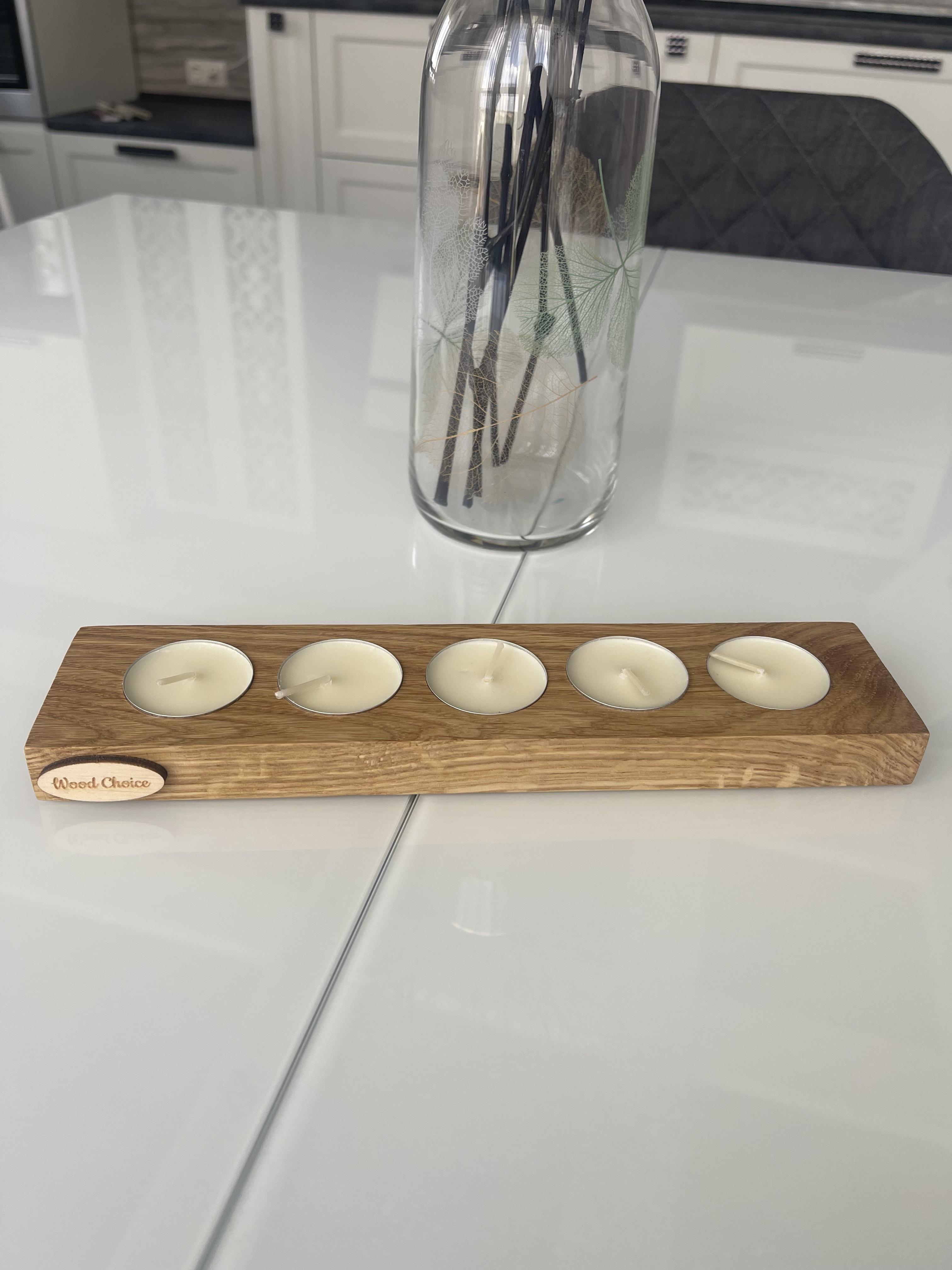 Подсвечник дубовый 5 свечей 28х6х2 см - фото 2 Подсвечник дубовый 5 свечей 28х6х2 см - фото 2