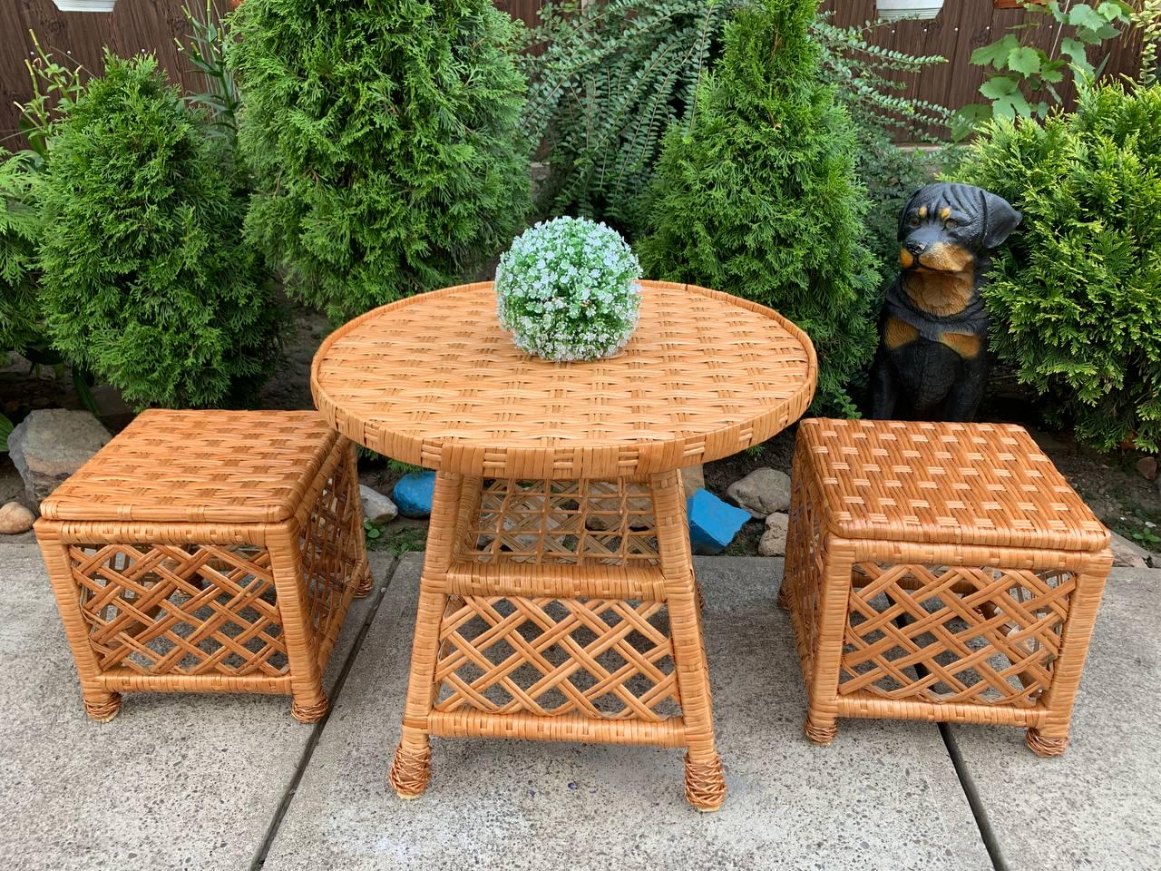 Комплект мебели плетенной стол/пуфики 60x60 см (MBL 0354)