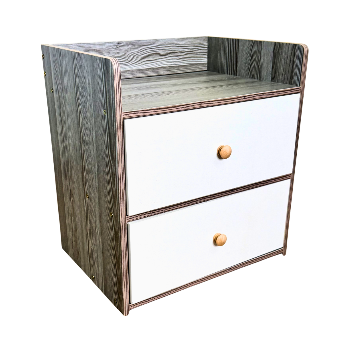 Тумба прикроватная напольная с выдвижными ящиками для спальни Белый (STLMD-76-White)