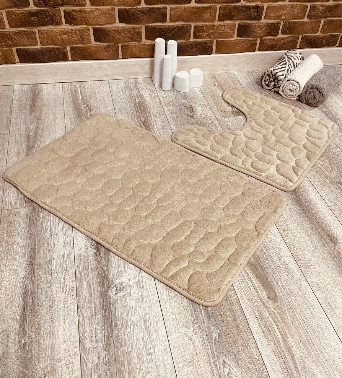 Набор ковриков в ванную и туалет Stone Premium Memory Foam 2в1 80х50/60х50 см Бежевый (NKS0005) - фото 7 Набор ковриков в ванную и туалет Stone Premium Memory Foam 2в1 80х50/60х50 см Бежевый (NKS0005) - фото 7