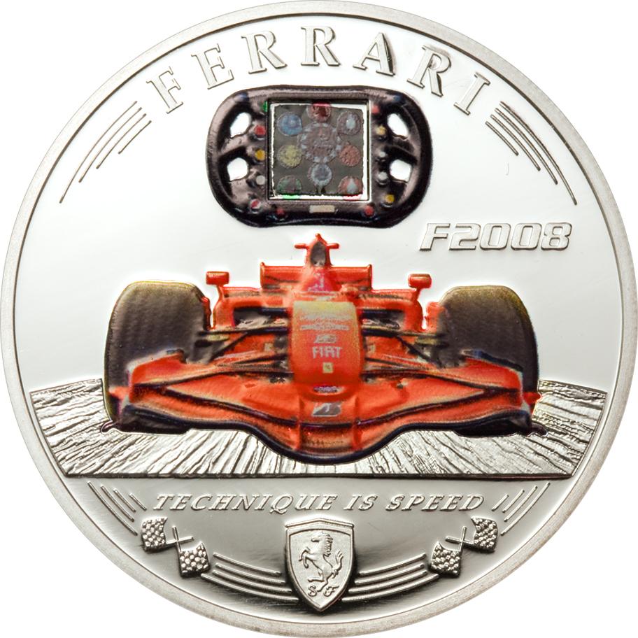 Коллекционная монета Острова Кука 5 долларов 2009 «Феррари» Серебро Proof KM 673