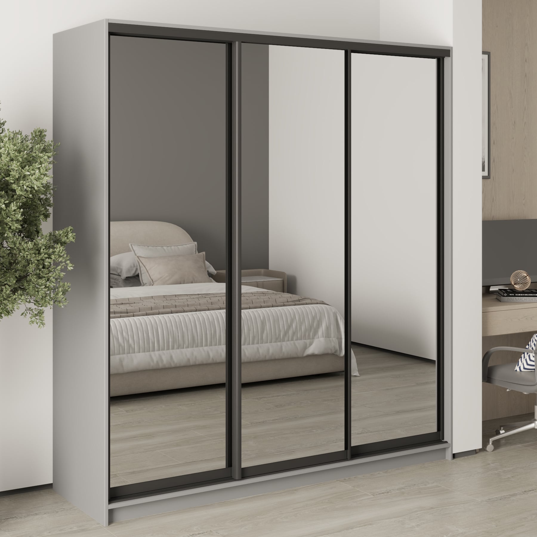 Шафа-купе тридверна Mebel Star Стандарт BG MBS-8527  190х60х210 см Сіра мишка  (1007938) - фото 1