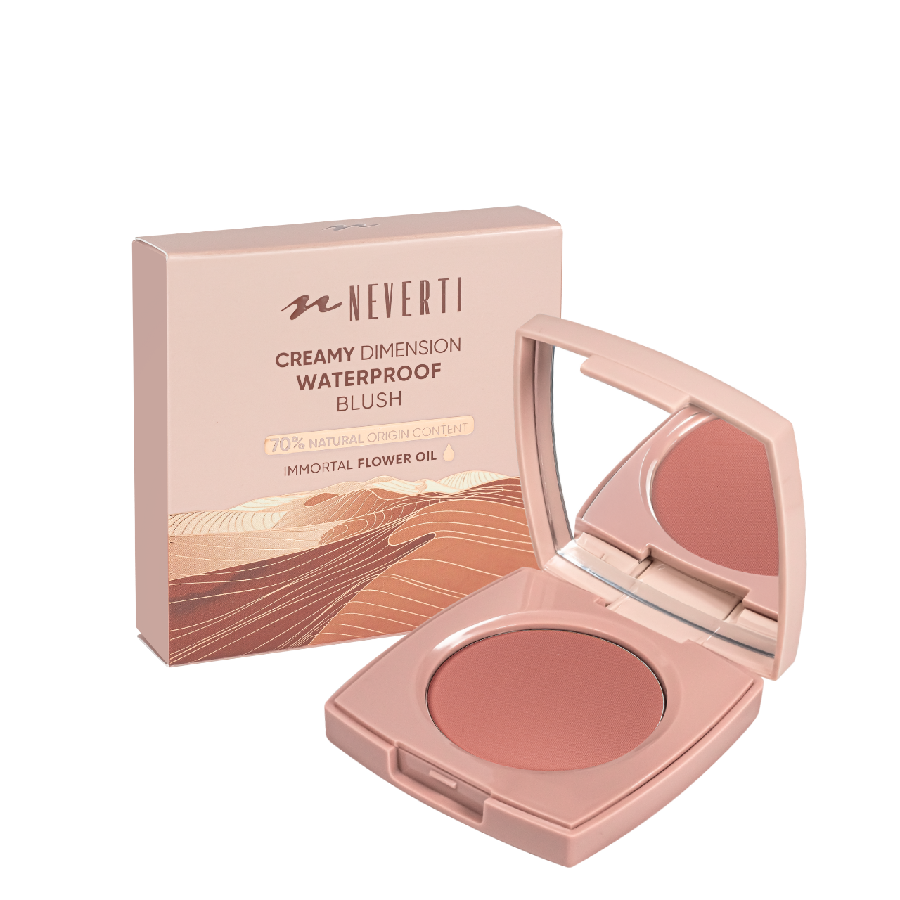 Рум'яна водостійкі компактні Neverti Creamy Dimension Waterproof Blush NP203 002 Antique Rose 6 г Рожево-бежевий